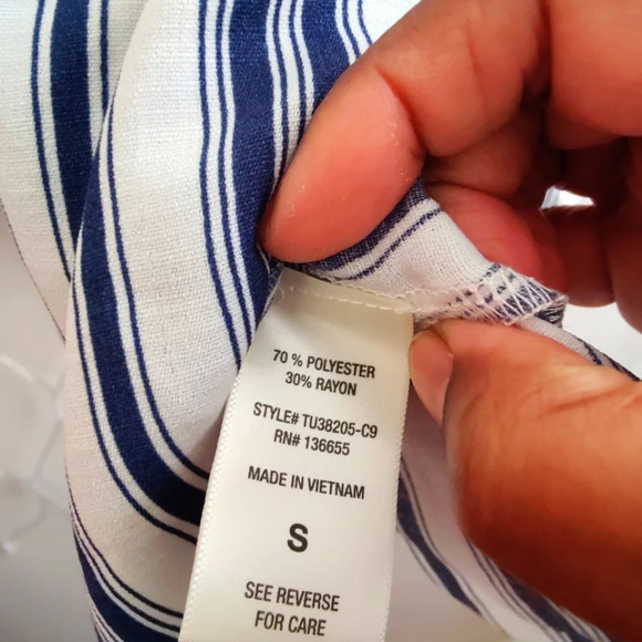 West Kei Striped Blouse Top / Blue & White / Size Small - Picture 6 of 6